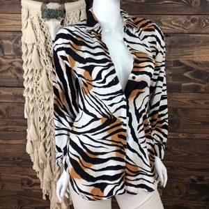 Gibson |‎ Zebra Print Button Down Blouse